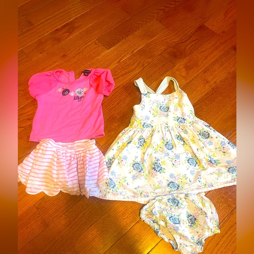 18 months baby girl dress, shirt and skirt Tommy Hilfiger and English boutique